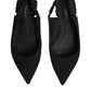 Black Crystal Charmeuse Slingback Shoes