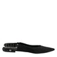 Black Crystal Charmeuse Slingback Shoes