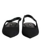 Black Crystal Charmeuse Slingback Shoes