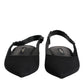 Black Crystal Charmeuse Slingback Shoes