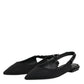 Black Crystal Charmeuse Slingback Shoes