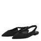 Black Crystal Charmeuse Slingback Shoes