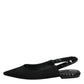 Black Crystal Charmeuse Slingback Shoes