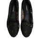 Black Taormina Lace Slip On Flats Shoes