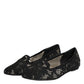 Black Taormina Lace Slip On Flats Shoes