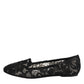 Black Taormina Lace Slip On Flats Shoes