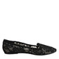 Black Taormina Lace Slip On Flats Shoes