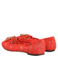 Orange Lace Crystal Ballet Flats Loafers Shoes