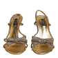 Gold Strass Ankle Strap Heels Sandals Shoes