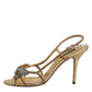 Gold Strass Ankle Strap Heels Sandals Shoes