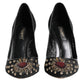 Black Sacred Heart Stiletto Heels Pumps Shoes