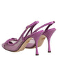 Purple Leather Mesh High Heels Slingback Shoes