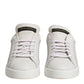 White Gold Leather Low Top Sneakers Shoes