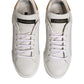 White Gold Leather Low Top Sneakers Shoes