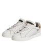 White Gold Leather Low Top Sneakers Shoes