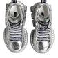 Silver Leather Super Queen Sneakers Shoes