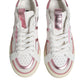 White Pink Leather Low Top Sneakers Shoes