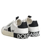 White Black Leather Low Top Sneakers Shoes