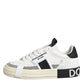 White Black Leather Low Top Sneakers Shoes