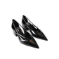 Brushed Leather Cut-Out Pumps