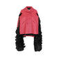 Faux Fur Trimmed Leather Cape Jacket