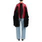 Faux Fur Trimmed Leather Cape Jacket