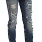 Distressed Embellished Buttons Denim Pants Jeans