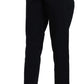 Black Cropped Front Button Embellished Pants