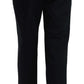 Black Cropped Front Button Embellished Pants