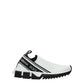 White Fabric Chunky Sneakers