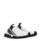 White Fabric Chunky Sneakers