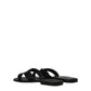 Black Leather Slippers Sandals