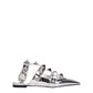 Gray Leather Flat Sandals