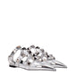 Gray Leather Flat Sandals