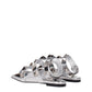 Gray Leather Flat Sandals