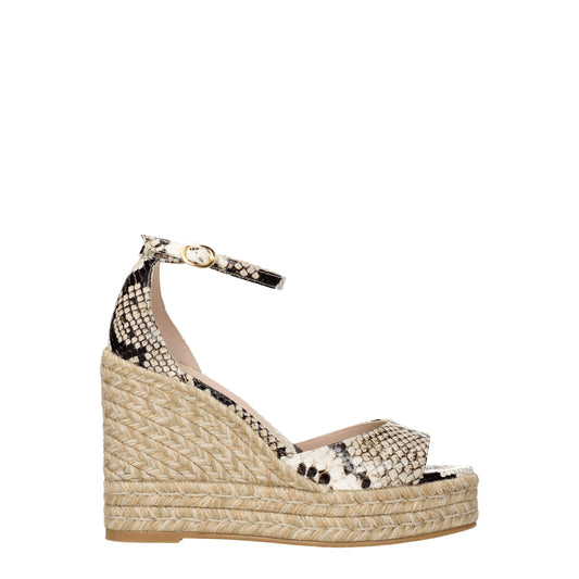 Beige Leather Wedges Sandals
