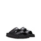 Black Leather Slippers Sandals