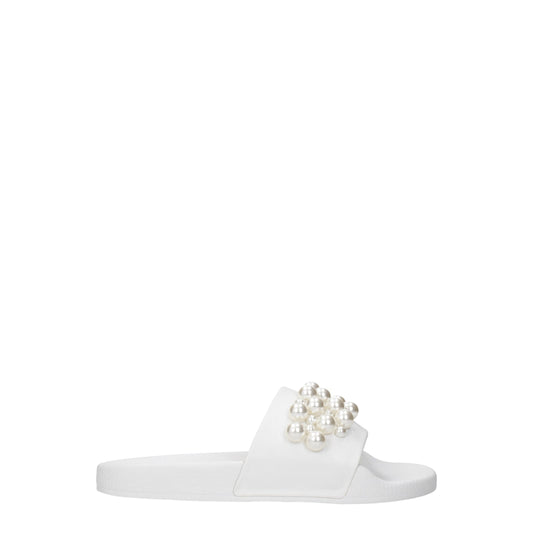 White Leather Slippers Sandals