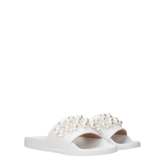 White Leather Slippers Sandals