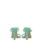 Green Leather Stiletto Heels Sandals