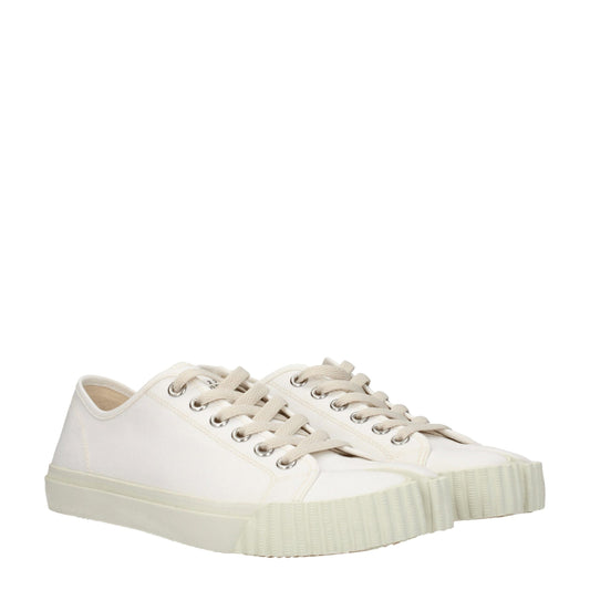 White Fabric Low Tops