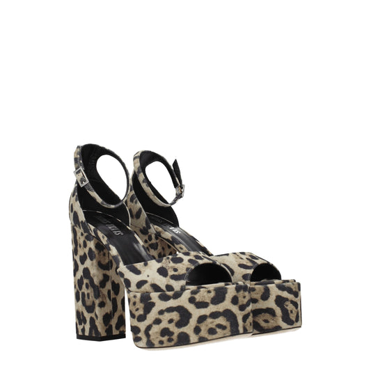 Beige Leather Platforms