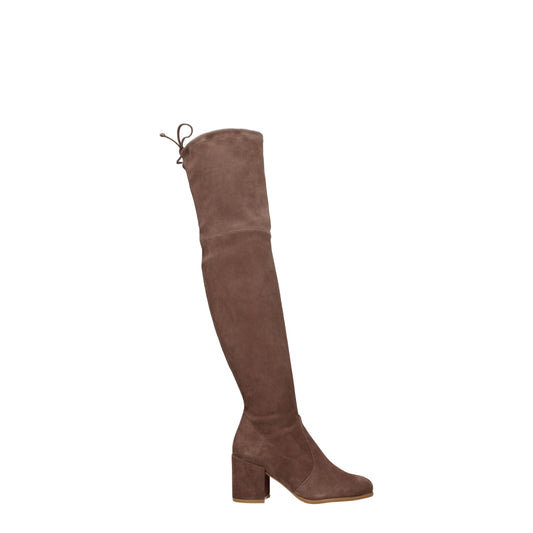 Beige Leather Over The Knee