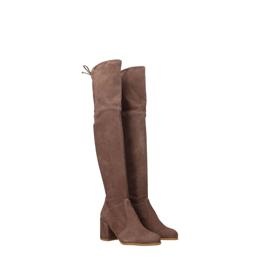 Beige Leather Over The Knee