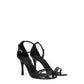 Black Leather Stiletto Heels Sandals