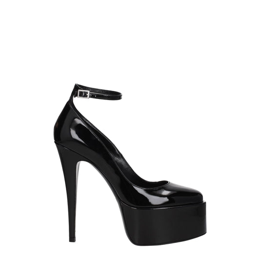 Black Leather Platforms Pumps