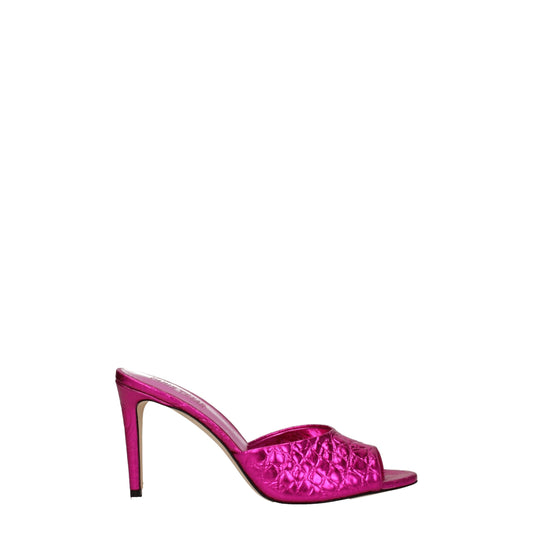 Pink Leather Stiletto Heels Sandals