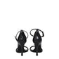 Black Leather Stiletto Heels Sandals