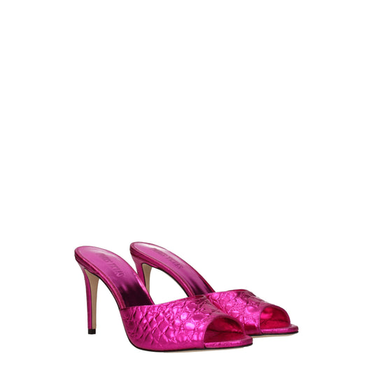Pink Leather Stiletto Heels Sandals