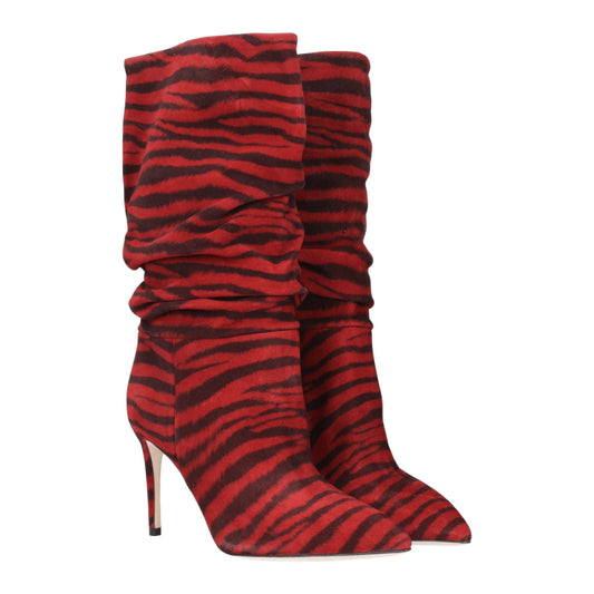 Red Leather Ankle Boots